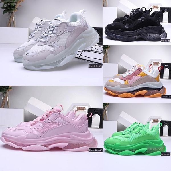 

crystal sole triple s sneakers mens womens casual shoes green yellow paris 17fw fashion platform stylist eur 36-45