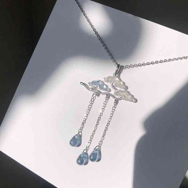 

elegant water drop clouds and raindrops pendants neckalce 925 sterling silver choker necklace for women party jewelry gift