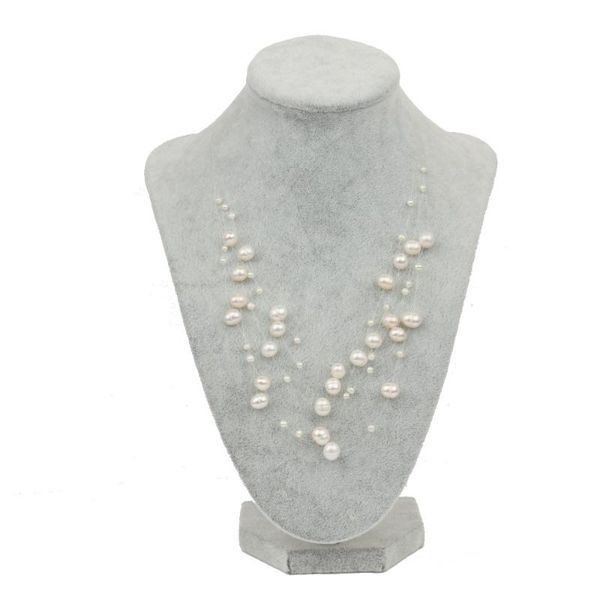 

chokers women wedding bride pearl choker necklace real natural freshwater multi-layer chain, Golden;silver