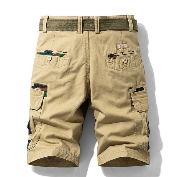 

men's pants 2021 summer men cargo shorts army green camouflage jogger big size casual loose cotton, Black