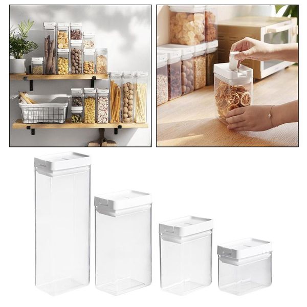 

storage bottles & jars clear plastic airtight kitchen container box, dry and fresh, durable