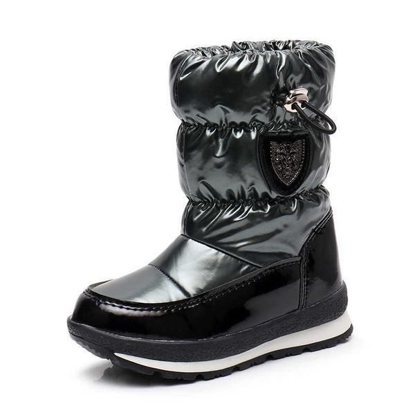

winter mid-tube waterproof padded parent-child snow boots boys and girls warm cotton shoes with thick wool 210713, Black;grey