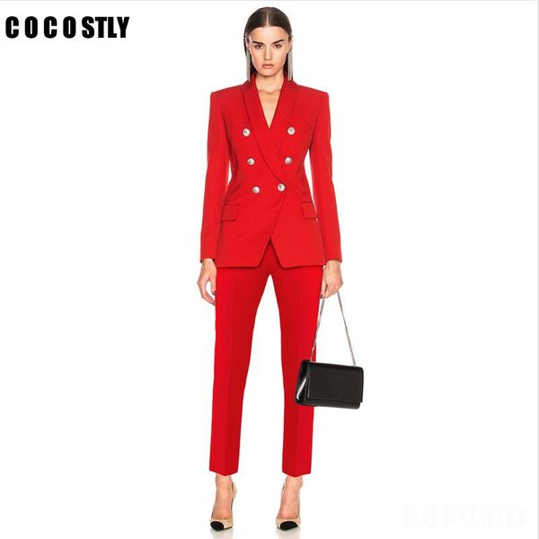 

women's suits & blazers 2021 office lady work blazer ol women pants suit for jackets with trouser two pieces set red pink, White;black