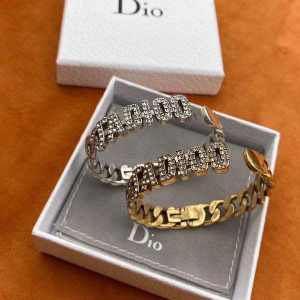 

d / bracelet fashion classic stone inlaid letter opening high version star same snake bone di home bracelet female, Golden;silver