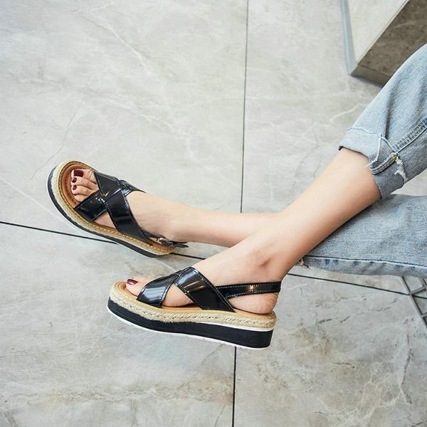 

dress shoes eshtonshero women sandals woman wedge med heels platform leather classic round toe slingback ladies wedding size 3-8, Black