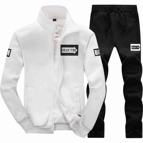 

21 autumn and winter two piece fashion cardigan sweater leisure sports suit men's set of teenagers', Black