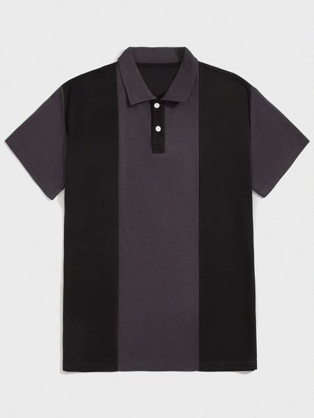 

romwe guys colorblock polo shirt t8ei#, White;black