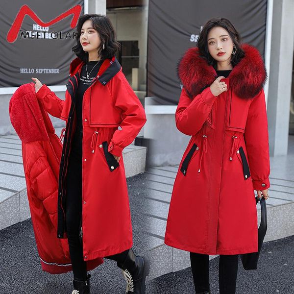 

women's down & parkas -30 degrees long winter jacket women fur hooded clothing female lining thick warm coat snow outwear, Black