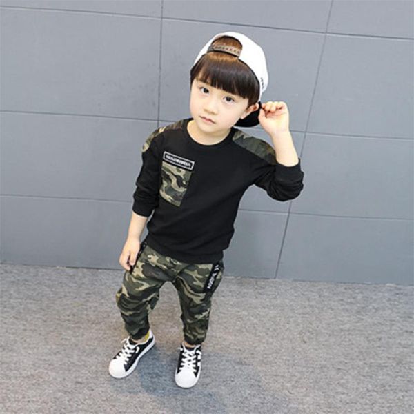

clothing sets boy's spring and autumn sport camouflage two-piece suit for children baby clothe kids sportswear suits boys, White