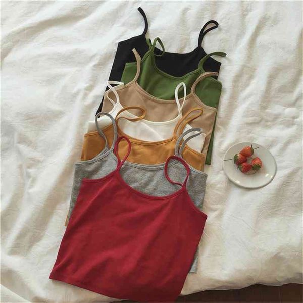 

summer women's camisole casual solid color short 210430, White;black