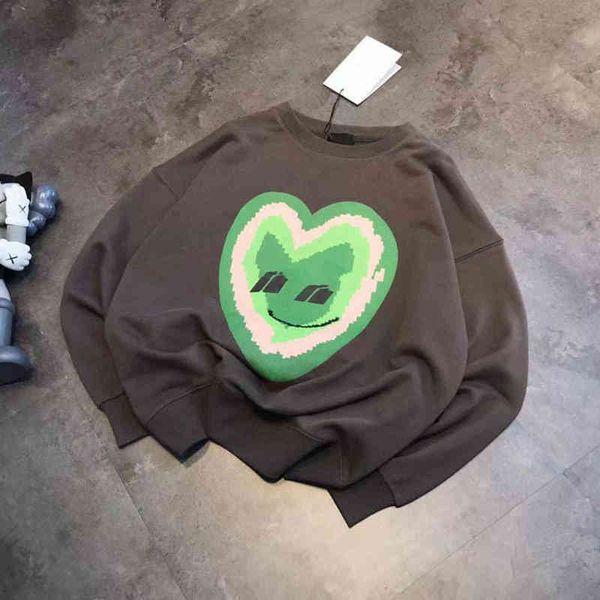 

2022 factory wholesale new we11 autumn love smiling face urban leisure loose and comfortable terry round neck pullover, Black