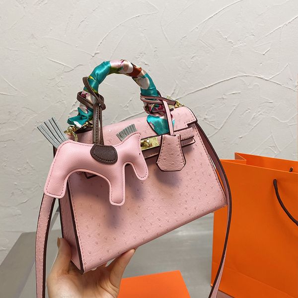 

5a+ ladies luxury brand handbag 2021 ostrich grain leather bag original imitation classic fashion single shoulder messenger