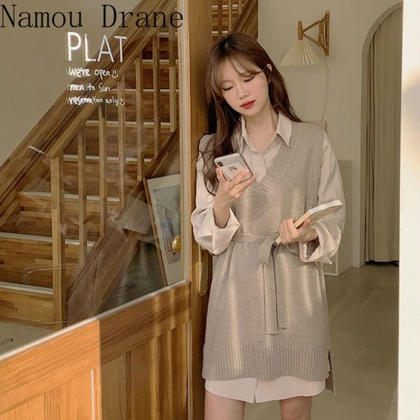 

women's sweaters 2021 korean version shirt wearing + v-neck neck, White;black