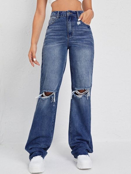 

high waist ripped jeans 67ev#, Blue