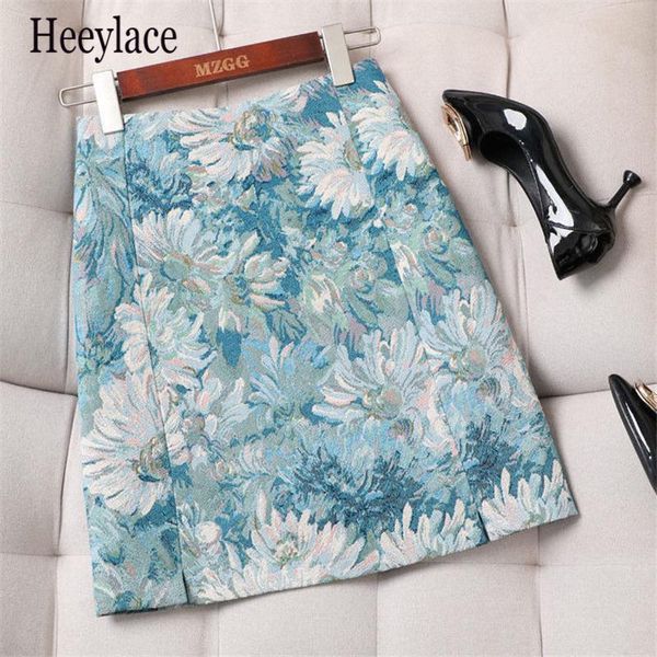 

skirts skirt women painting flowers 2021 summer high waist design sense retro vintage fashion split female mini a-line, Black