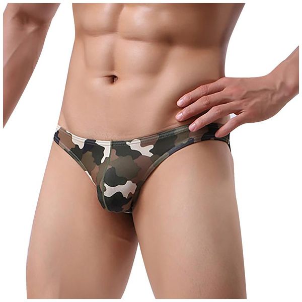 

underpants men softty camouflag print brief male summer elastic low-waist pouch bikini thong underwear bulge t-pants, Black;white