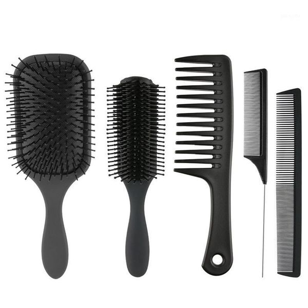 

5pcs paddle hair brush, detangling brush and comb set1, Silver