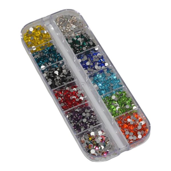 

nail art decorations 12 grid 1200pcs mix color crystal rhinestone super shinny ab diamond gem for decoration, Silver;gold