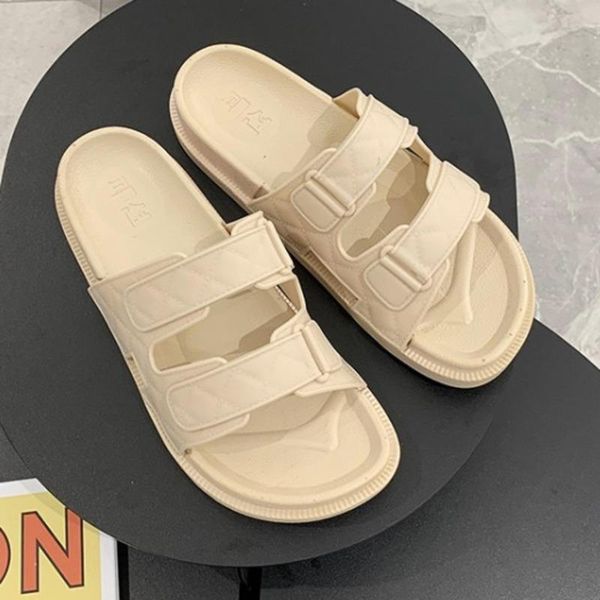 

slippers 2021 summer sandals women shoes thick bottom pvc flat women's leisure candy color slides female outside beach, Black