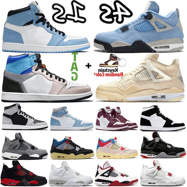 

2023 4s sail university 1 1s blue mens basketball shoes sneakers hyper royal black cat silver toe bred electro orange dark mocha fire red