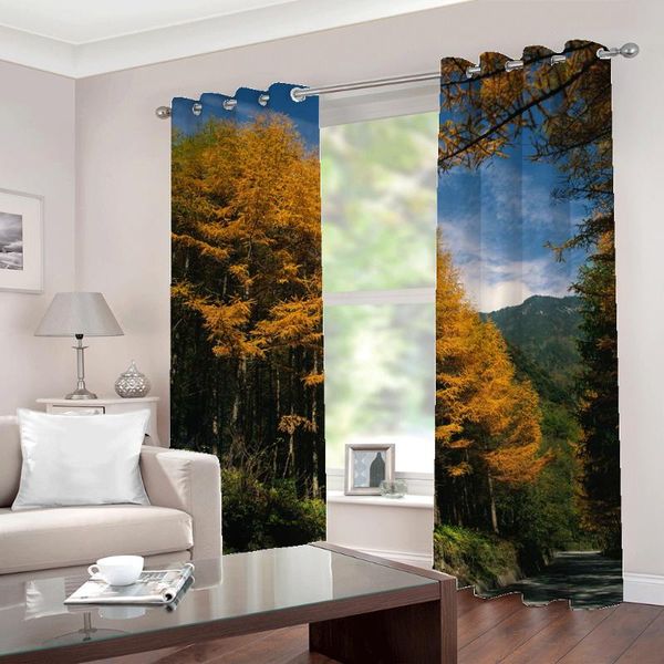 

curtain & drapes custom any size green forest nature maple scenery window for living room restaurant cafe bedroom blackout sets