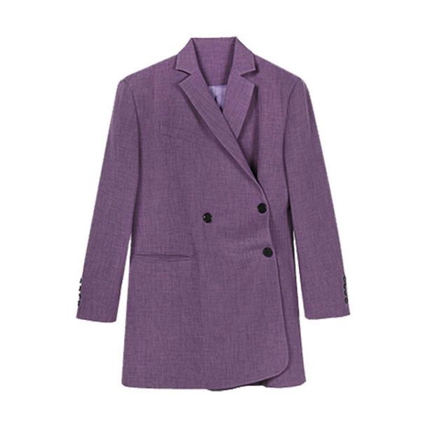 

women's suits & blazers [ewq] korea chic temperament purple blazer autumn 2021 notched loose single button long sleeve suit jacket 16e3, White;black