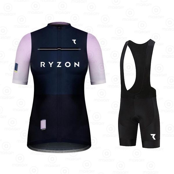 

racing sets 2021 ryzon women cycling jersey pro team clothing suits mtb bib shorts set bike ropa ciclismo triathlon suit, Black;blue