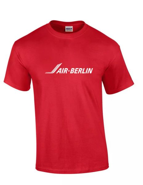 

air berlin white logo german airline red cotton short sleeve t-shirt, White;black