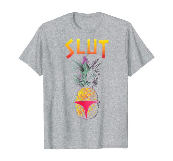 

funny vintage pineapple slut yellow g-string gift t-shirt, White;black