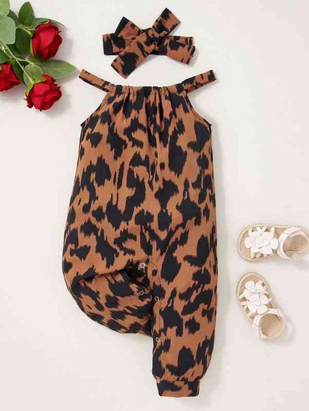 

baby allover print jumpsuit & headband she, Blue