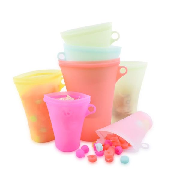 

storage bags 3pcs silicone fresh-keeping bag with zipper reusable organizer for kitchen convenience ing sealed