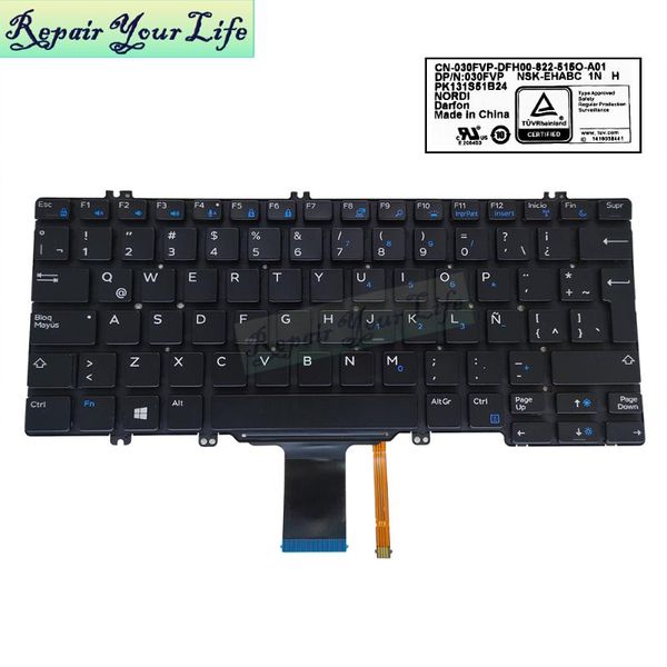 

latin backlit keyboard for latitude 5280 5290 5289 7280 7380 7290 fit sp es la spanish keyboards pk131s53b22 w6t39 0w6t39 lapreplac repl