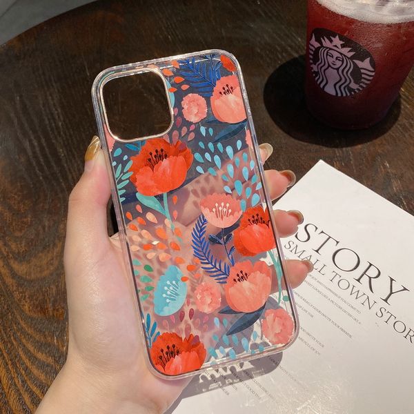 

flowers pattern plating transparent tpu phone cases for iphone 12 11 pro promax x xs max 7 8 plus