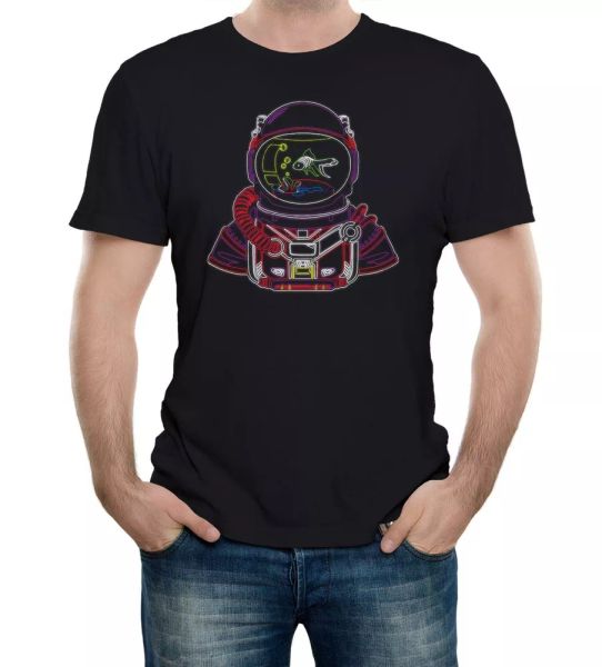 

reality glitch astro goldfish bowl mens t-shirt, White;black