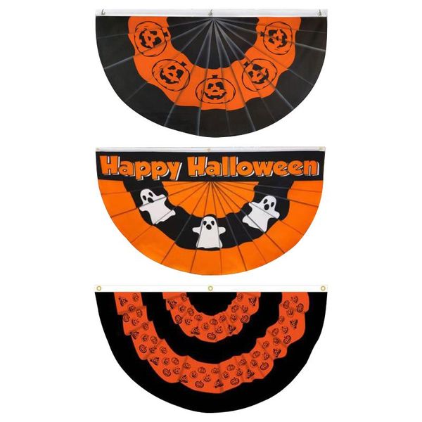 

decorative objects & figurines 90cm halloween bunting flag pumpkin ghost orange black pleated fan banner hanging decor flags