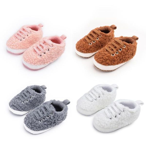 

first walkers casual born prewalker solid color warm lamb cashmere sports shoes baby autumn winter non-slip