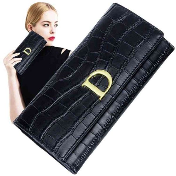 

designer sale new rfid pure leather wallet women's long multi card slot yp6r, Red;black