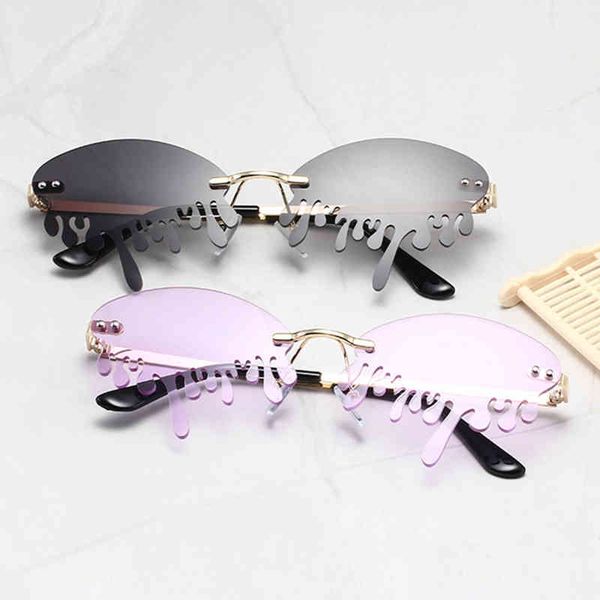 

yj101411 randlose sonnenbrille tears glass fashion new type teardrop colorful shad sunglass price 2021, White;black