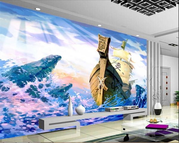 

wallpapers drop custom wallpaper sea view pirate ship oil painting living room bedroom sofa wall decoration 3d mural