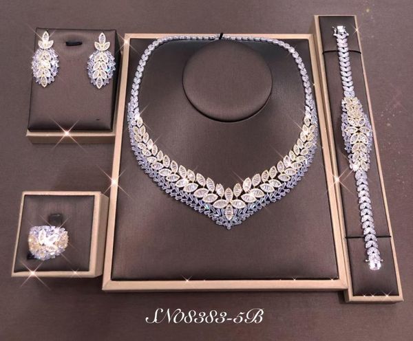 

earrings & necklace accking sale african 4pcs bridal jewelry sets fashion dubai full set for women wedding party accessories design, Silver
