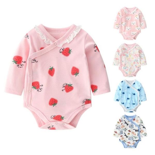 

cute baby boy girl printing rompers kids spring autumn born clothes 210521, Blue