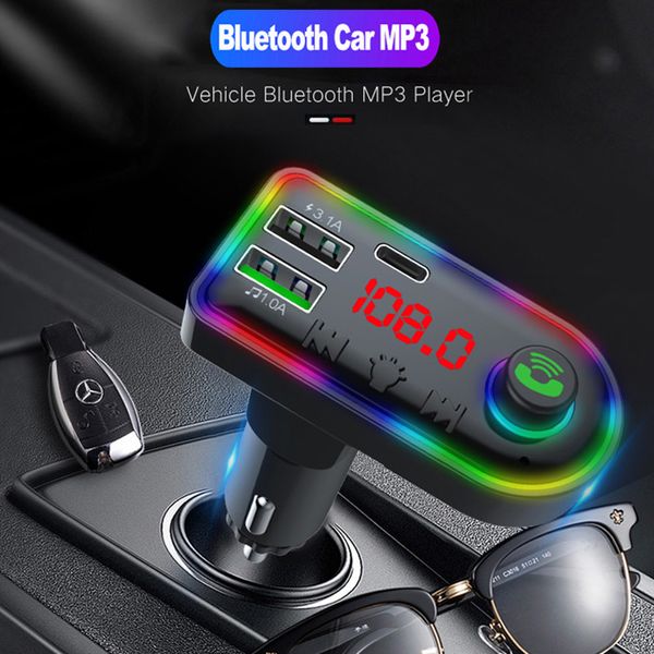 5V 3.1A FM-передатчик Bluetooth 5.0 автомобиль MP3 Беспроводной беспроводной комплект громкой связи U Disk / TF Music Player с зарядным устройством PD