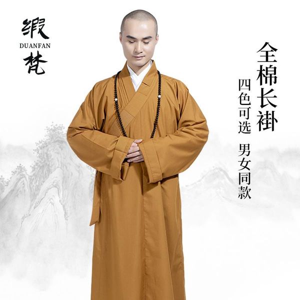 

ethnic clothing satin buddhist monk clothes men's and women's thin long coat big short four seasons luohan, Red