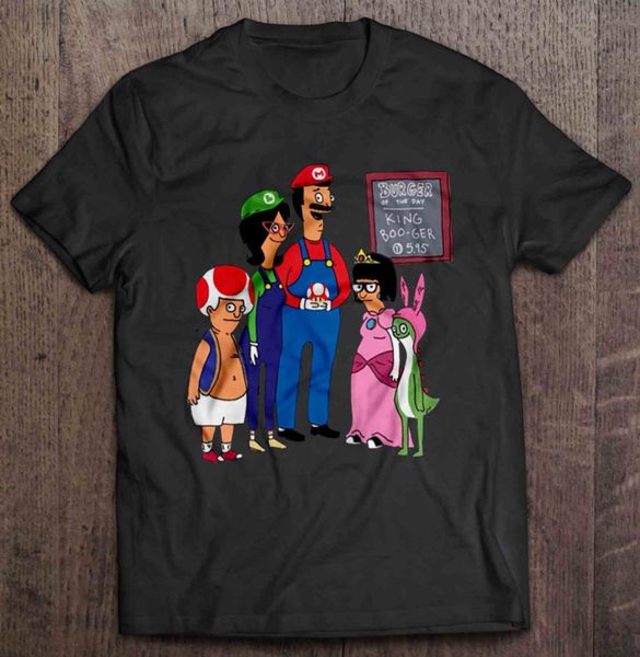 

r1 bob burger's family game mashup funny black t-shirt s-3xl, White;black