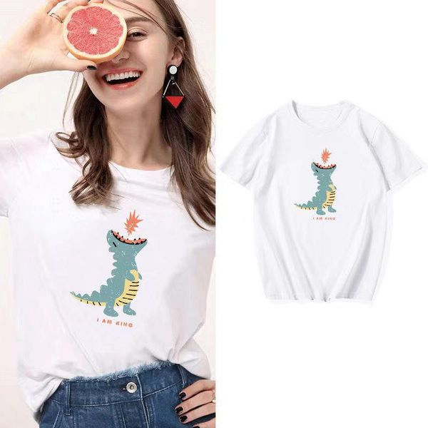 

women's t-shirt women summer 2021 cartoon print cotton t-shirts cute funny short sleeve ladies korean fashion graphic female tee, White