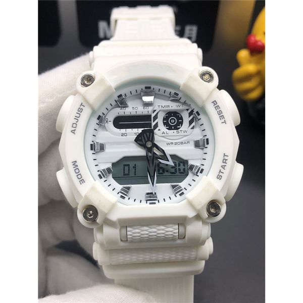 

led sports watch ga-900 fashion dial large area texture metal color designer men and women outdoor light diving (gift box packaging) ww, Slivery;brown