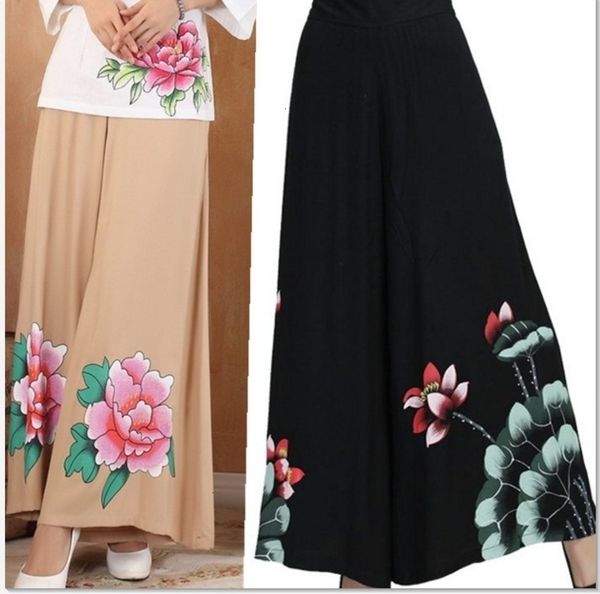 

women's pants & capris high waist loose wide leg women spring summer floral print trousers pantalon femme ml0e, Black;white