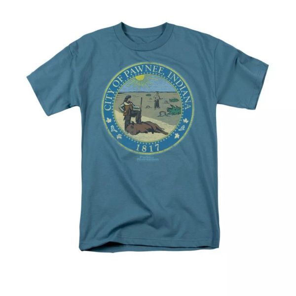 

Parks and Recreation Distressed Pawnee Seal T-Shirt Sizes S-3X NEW, White;black