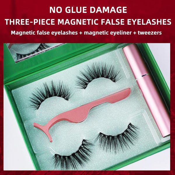 

1set magnetic eyelashes mixed liquid eyeliner set 3d lashes short false