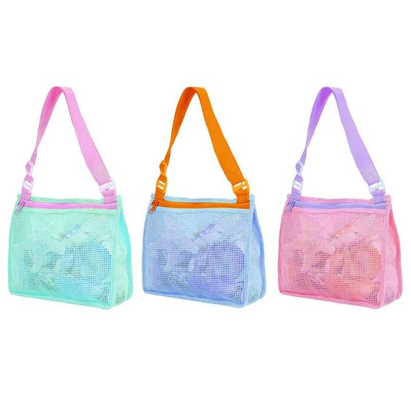 

storage bags portable kids sea children beach bag foldable tote toy mesh shell collection pouch